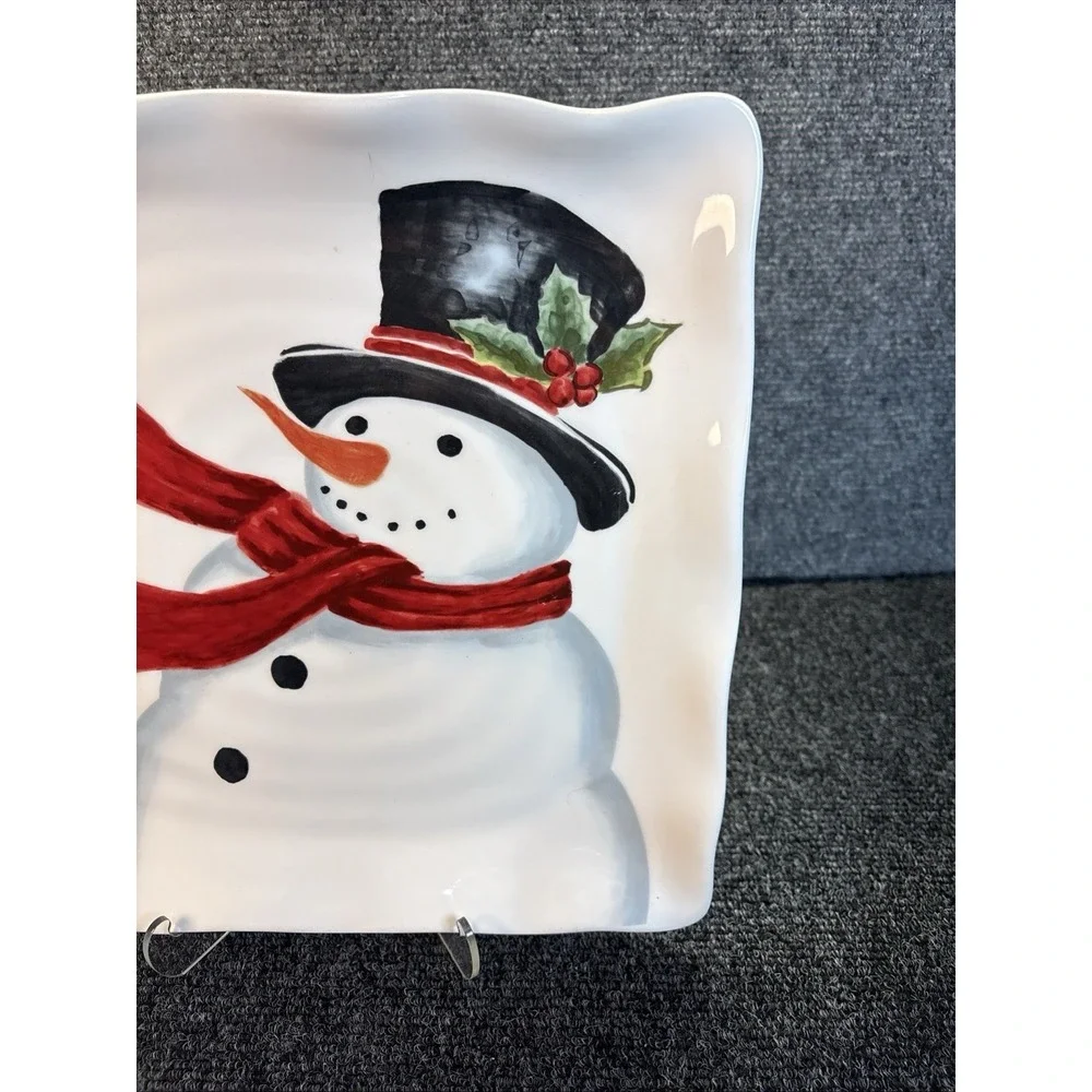 Maxcera~Toile Snowman Top‎ Hat Plate/Platter~11